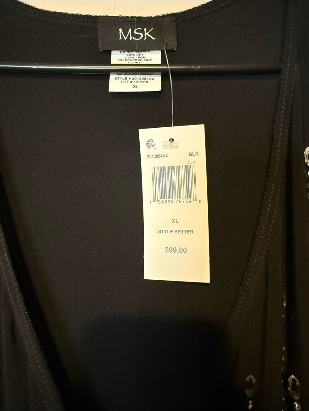 NEW MSK Macy's Short Sleeve Surplice and Beaded Front Midi Dress Black Size XL - Picture 6 of 10
